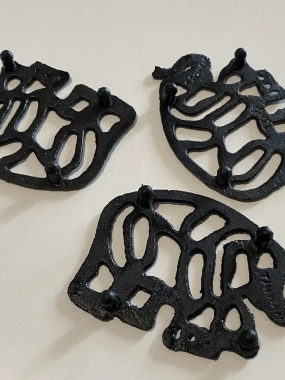 Vintage Cast Iron Elephant Trivets, Set of 3 - Black by TSU